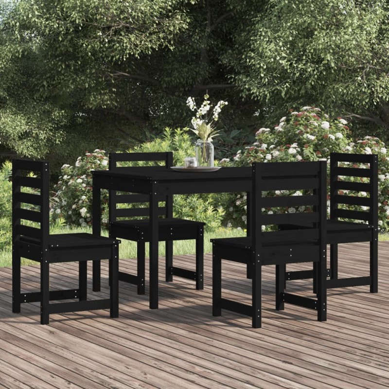 vidaXL Juego de comedor de jardín 5 piezas madera maciza pino negro vidaXL Juego de comedor de jardín 5 piezas madera maciza pino negro