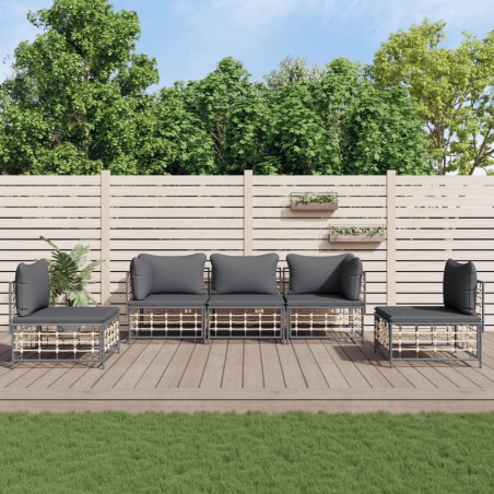 vidaXL Juego de muebles de jardín 5 pzas y cojines ratán PE antracita