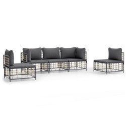 vidaXL Juego de muebles de jardín 5 pzas y cojines ratán PE antracita