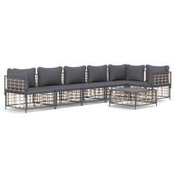 vidaXL Set muebles de jardín 7 pzas y cojines ratán PE gris antracita