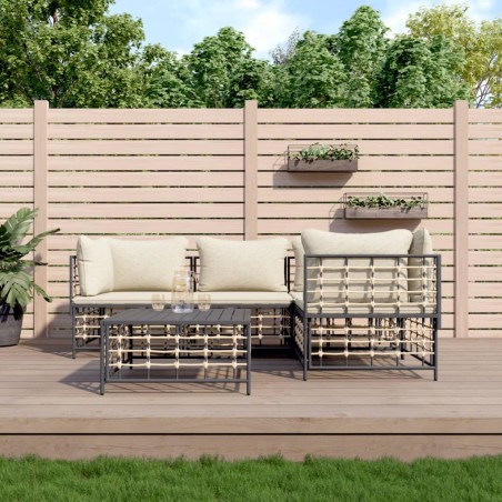 vidaXL Juego de muebles de jardín 5 pzas cojines antracita ratán PE