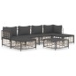 vidaXL Set muebles de jardín 7 pzas y cojines ratán PE gris antracita vidaXL Set muebles de jardín 7 pzas y cojines ratán PE gris antracita