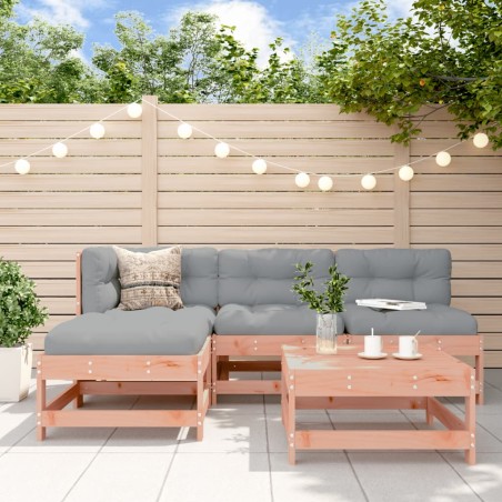 vidaXL Juego de muebles jardín 5 pzas y cojines madera abeto Douglas
