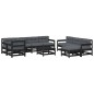 vidaXL Juego de muebles jardín 10 pzas y cojines madera maciza negro vidaXL Juego de muebles jardín 10 pzas y cojines madera maciza negro