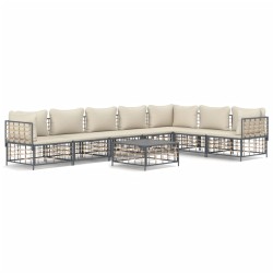 vidaXL Juego de muebles de jardín 8 pzas y cojines ratán PE antracita
