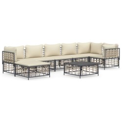 vidaXL Juego de muebles de jardín 8 pzas y cojines ratán PE antracita