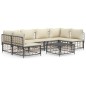 vidaXL Set muebles de jardín 7 pzas y cojines ratán PE gris antracita vidaXL Set muebles de jardín 7 pzas y cojines ratán PE gris antracita