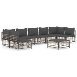 vidaXL Juego de muebles de jardín 8 pzas y cojines ratán PE antracita