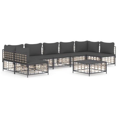 vidaXL Juego de muebles de jardín 8 pzas y cojines ratán PE antracita