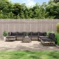 vidaXL Juego de muebles de jardín 10 pzas y cojines ratán PE antracita vidaXL Juego de muebles de jardín 10 pzas y cojines ratán PE antracita