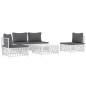 vidaXL Juego de muebles de jardín 5 piezas y cojines acero blanco
