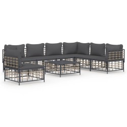 vidaXL Juego de muebles de jardín 8 pzas y cojines ratán PE antracita