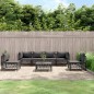vidaXL Juego muebles de jardín 7 pzas y cojines acero gris antracita vidaXL Juego muebles de jardín 7 pzas y cojines acero gris antracita