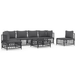vidaXL Juego muebles de jardín 7 pzas y cojines acero gris antracita