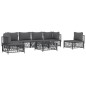 vidaXL Juego muebles de jardín 7 pzas y cojines acero gris antracita vidaXL Juego muebles de jardín 7 pzas y cojines acero gris antracita