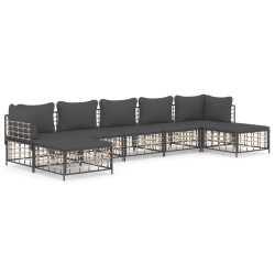 vidaXL Set muebles de jardín 7 pzas y cojines ratán PE gris antracita