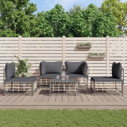 vidaXL Juego de muebles de jardín 5 pzas y cojines ratán PE antracita