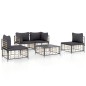 vidaXL Juego de muebles de jardín 5 pzas y cojines ratán PE antracita vidaXL Juego de muebles de jardín 5 pzas y cojines ratán PE antracita