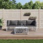 vidaXL Juego de muebles de jardín 4 piezas y cojines acero blanco