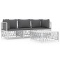vidaXL Juego de muebles de jardín 4 piezas y cojines acero blanco