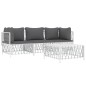vidaXL Juego de muebles de jardín 4 piezas y cojines acero blanco