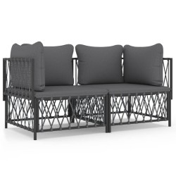 vidaXL Juego muebles de jardín 2 pzas y cojines acero gris antracita