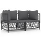 vidaXL Juego muebles de jardín 2 pzas y cojines acero gris antracita vidaXL Juego muebles de jardín 2 pzas y cojines acero gris antracita