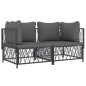 vidaXL Juego muebles de jardín 2 pzas y cojines acero gris antracita vidaXL Juego muebles de jardín 2 pzas y cojines acero gris antracita