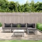 vidaXL Juego de muebles de jardín 6 piezas y cojines acero blanco vidaXL Juego de muebles de jardín 6 piezas y cojines acero blanco