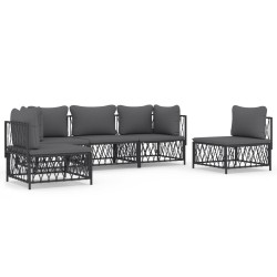 vidaXL Juego muebles de jardín 5 pzas y cojines acero gris antracita