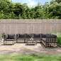 vidaXL Juego de muebles de jardín 9 pzas y cojines ratán PE antracita vidaXL Juego de muebles de jardín 9 pzas y cojines ratán PE antracita