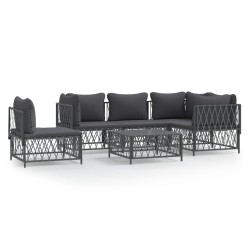 vidaXL Juego muebles de jardín 6 pzas con cojines acero gris antracita