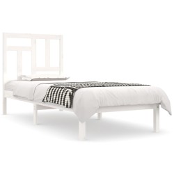 vidaXL Estructura cama individual madera maciza pino blanco 90x190 cm