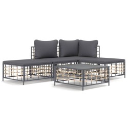 vidaXL Juego de muebles de jardín 5 pzas cojines antracita ratán PE
