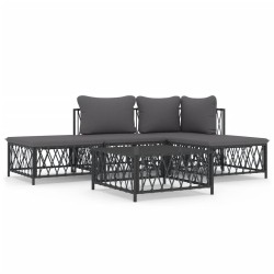 vidaXL Juego muebles de jardín 5 pzas y cojines acero gris antracita