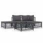 vidaXL Juego muebles de jardín 5 pzas y cojines acero gris antracita vidaXL Juego muebles de jardín 5 pzas y cojines acero gris antracita