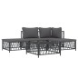 vidaXL Juego muebles de jardín 5 pzas y cojines acero gris antracita vidaXL Juego muebles de jardín 5 pzas y cojines acero gris antracita