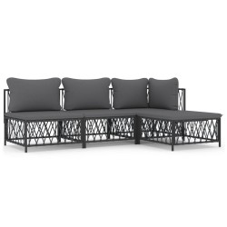 vidaXL Juego muebles de jardín 4 pzas y cojines acero gris antracita