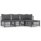 vidaXL Juego muebles de jardín 4 pzas y cojines acero gris antracita vidaXL Juego muebles de jardín 4 pzas y cojines acero gris antracita