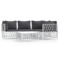 vidaXL Juego de muebles de jardín 5 piezas y cojines acero blanco