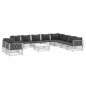 vidaXL Juego de muebles de jardín 11 piezas con cojines acero blanco vidaXL Juego de muebles de jardín 11 piezas con cojines acero blanco