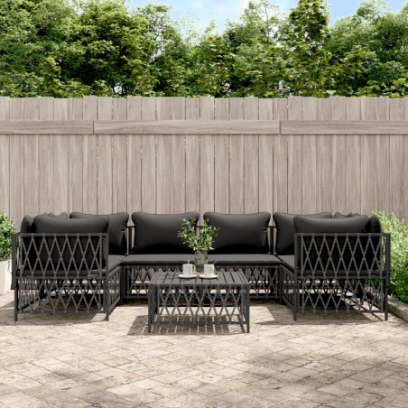 vidaXL Juego muebles de jardín 7 pzas y cojines acero gris antracita