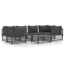 vidaXL Juego muebles de jardín 7 pzas y cojines acero gris antracita