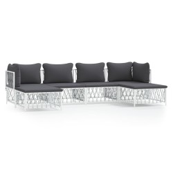 vidaXL Juego de muebles de jardín 6 piezas con cojines acero blanco