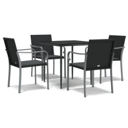 vidaXL Juego comedor jardín 5 piezas y cojines ratán sintético y acero