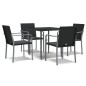 vidaXL Juego comedor jardín 5 piezas y cojines ratán sintético y acero