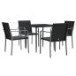 vidaXL Juego comedor jardín 5 piezas y cojines ratán sintético y acero