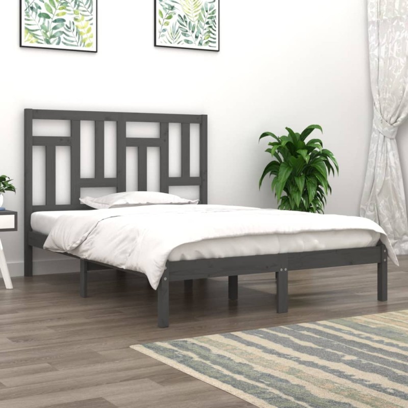 vidaXL Estructura de cama madera maciza de pino gris 120x200 cm vidaXL Estructura de cama madera maciza de pino gris 120x200 cm