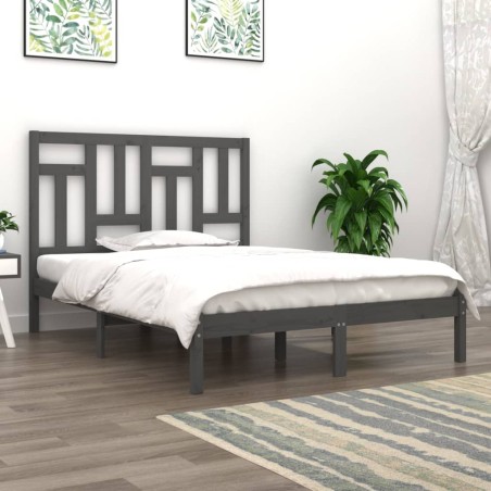 vidaXL Estructura de cama madera maciza de pino gris 120x200 cm