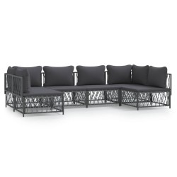 vidaXL Juego de muebles de jardín 6 pzas con cojines acero antracita